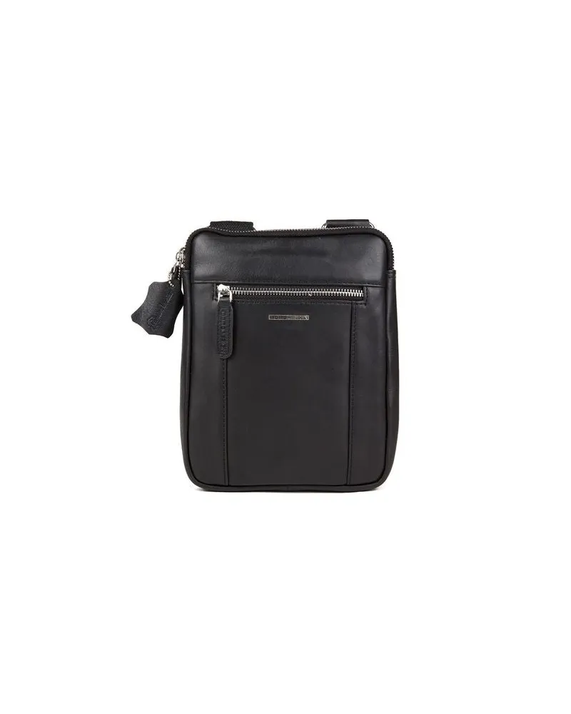 MOMO DESIGN Men's Shoulder Bag Black Leather - Shoulder-Bags Black