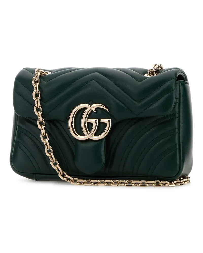 Gucci Women's Dark Green Nappa Leather Small Gg Marmont Shoulder Bag Lamb Borse A Tracolla Green