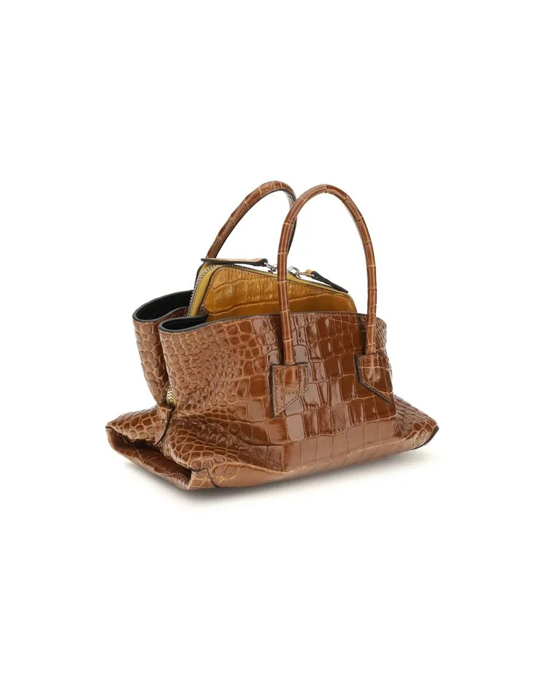 ATTICO Women's Brown Calf Leather Bos Taurus Handbag Bag Brown