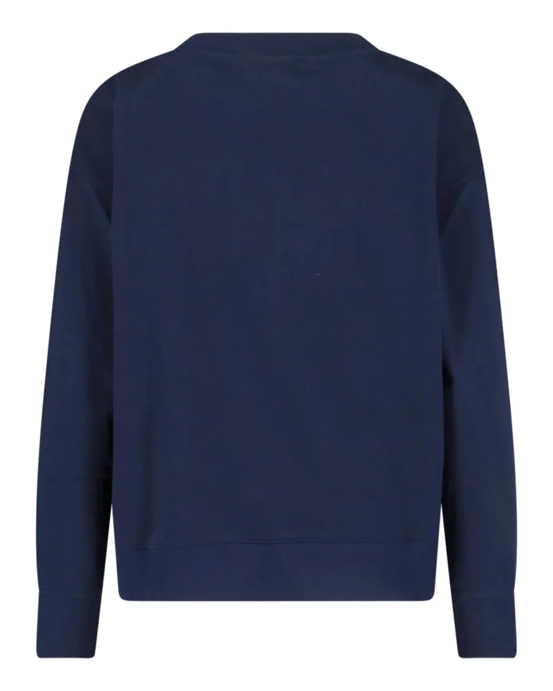 Ralph Lauren Women's Logo-Embroidered Crew-Neck Sweatshirt Navy Cotton Recycled Polyester Sweater Navy