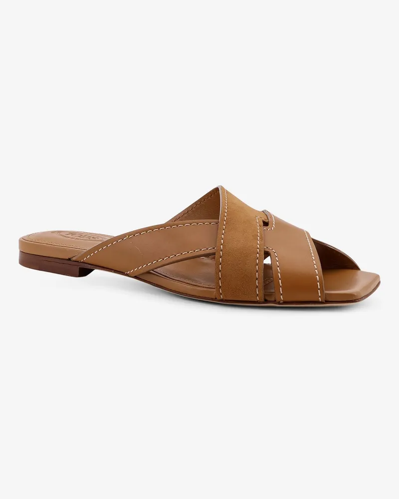 TOD'S Women's Leather Sandals With Suede Detail Brown Brown