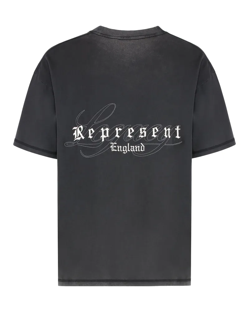 REPRESENT Men's Crew Neck T-Shirt With Vintage Effect Black Cotton T-Shirts And Polos Black
