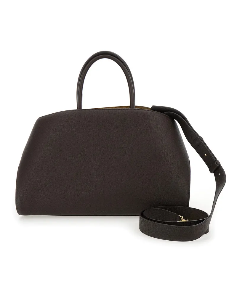 Ferragamo Women's Handbag Hug Bicolor Brown Leather Calf Handbags Hand Bags Brown