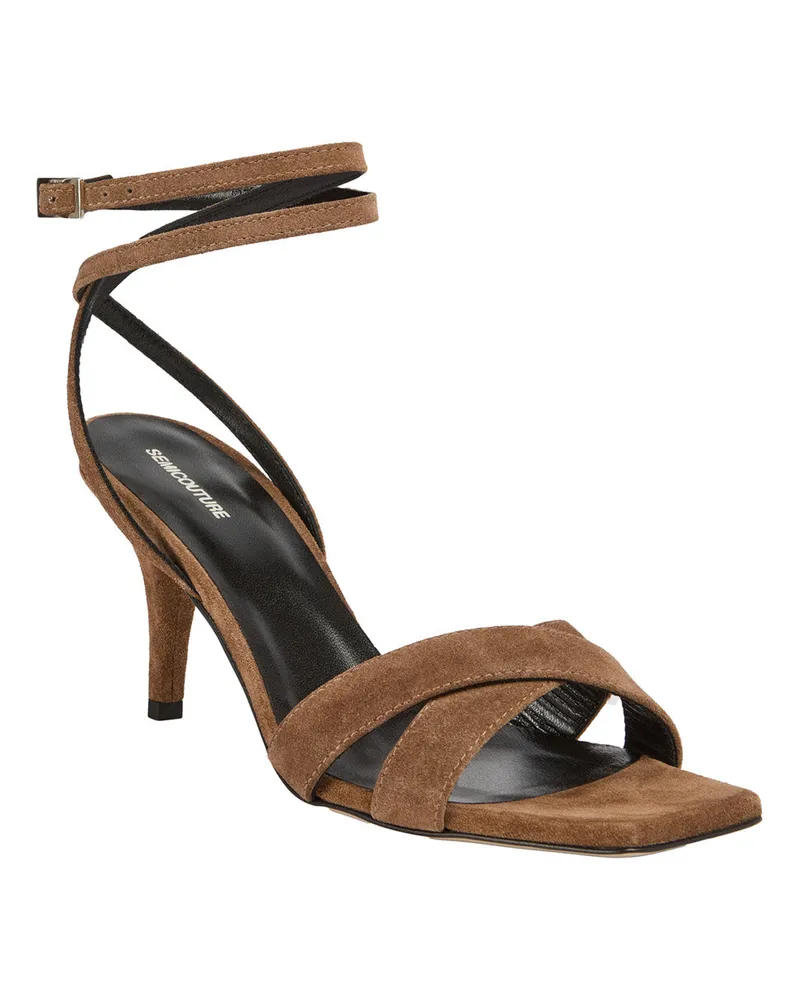 Semicouture Women's Heeled Sandals Y6sz40 Brown Suede Brown