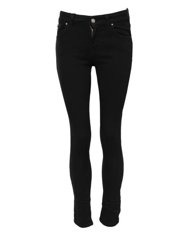 Dolce & Gabbana Women's Black Cotton Skinny Mid Waist Denim Jeans Elastane Clothing Black