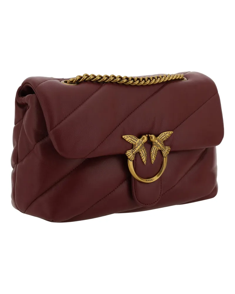 Pinko Women's Love Classic Leather Shoulder Bag Ribes Intenso-Antique Gold Calf Bos Taurus Burgundy