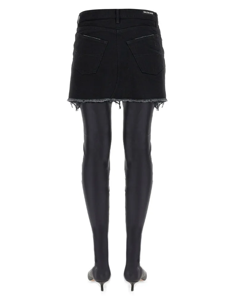 Balenciaga Cut-Up Denim Skirt — Black Black