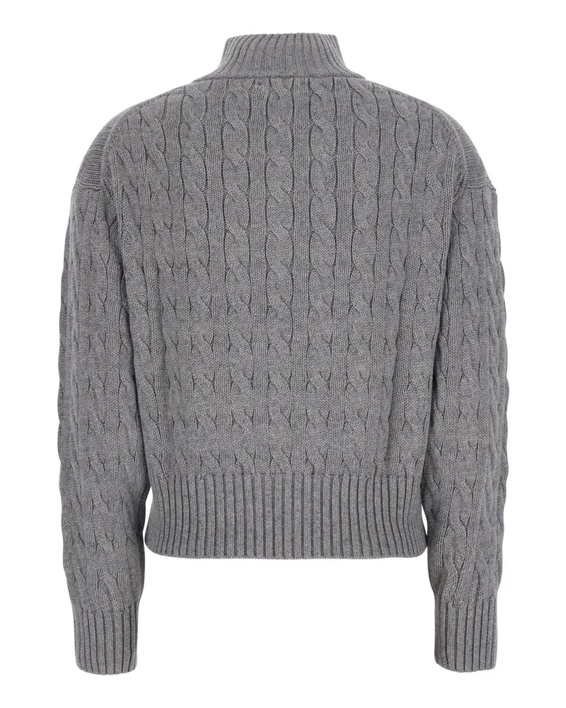 Ralph Lauren Women's Sweater Long Sleeve Round Neck Grey Cotton Tops Top Gray