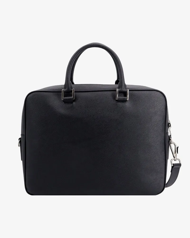 Kiton Men's Leather Work Bag Black Laptop & Briefcases Black