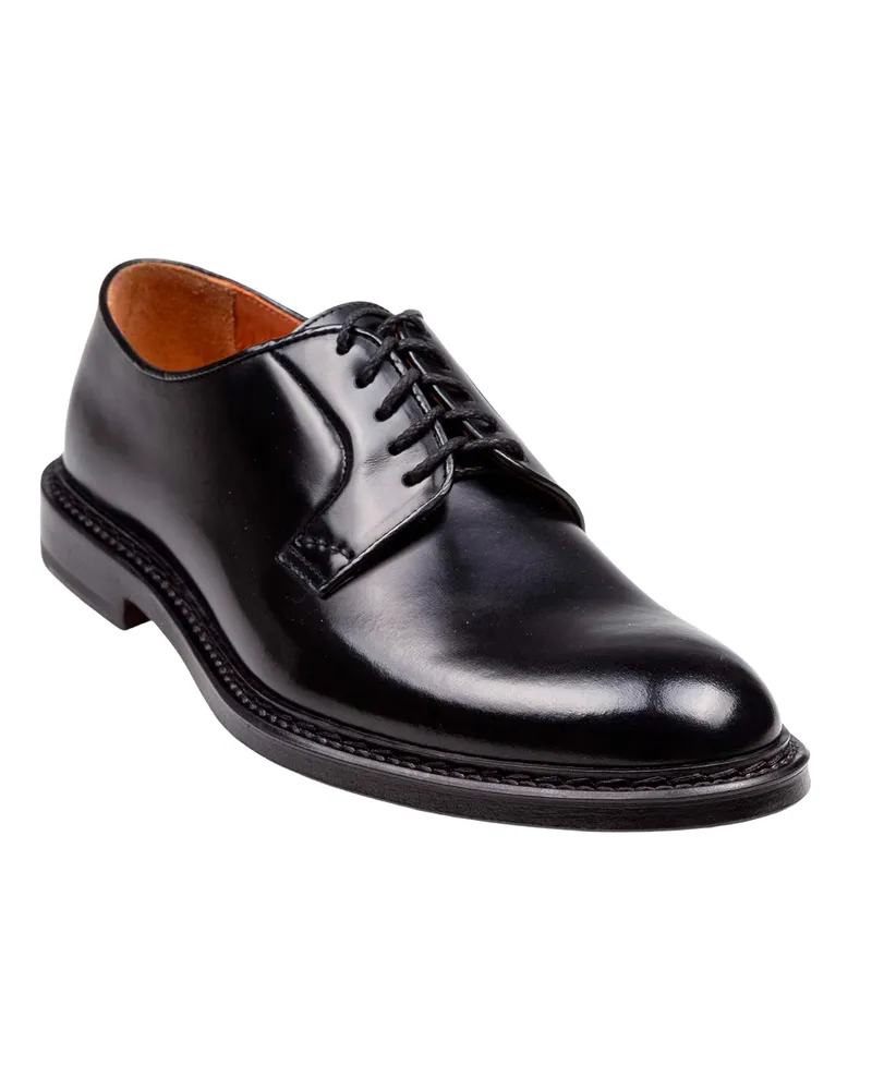 Doucal´s Men's Derby Shoes Black Calfskin Lace-Up Flat Black