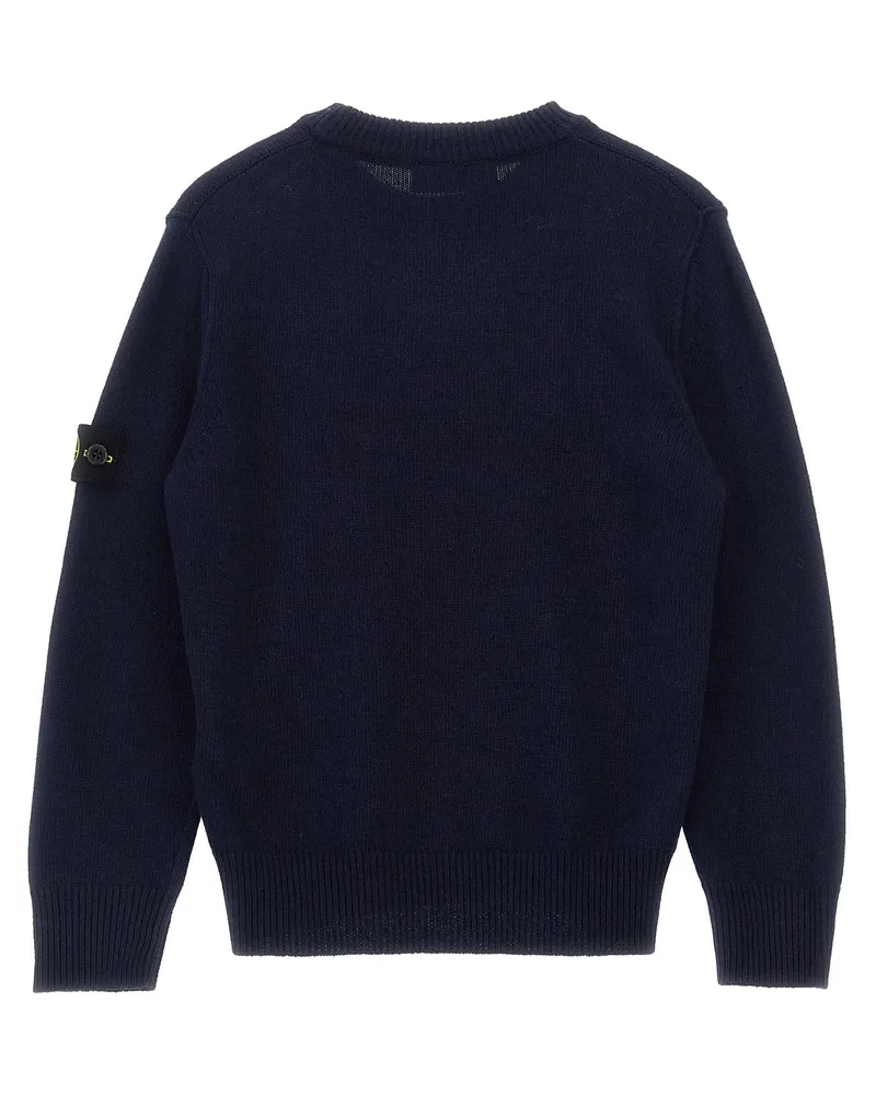 Stone Island Logo-Badge Wool Blend Sweater — Navy Navy