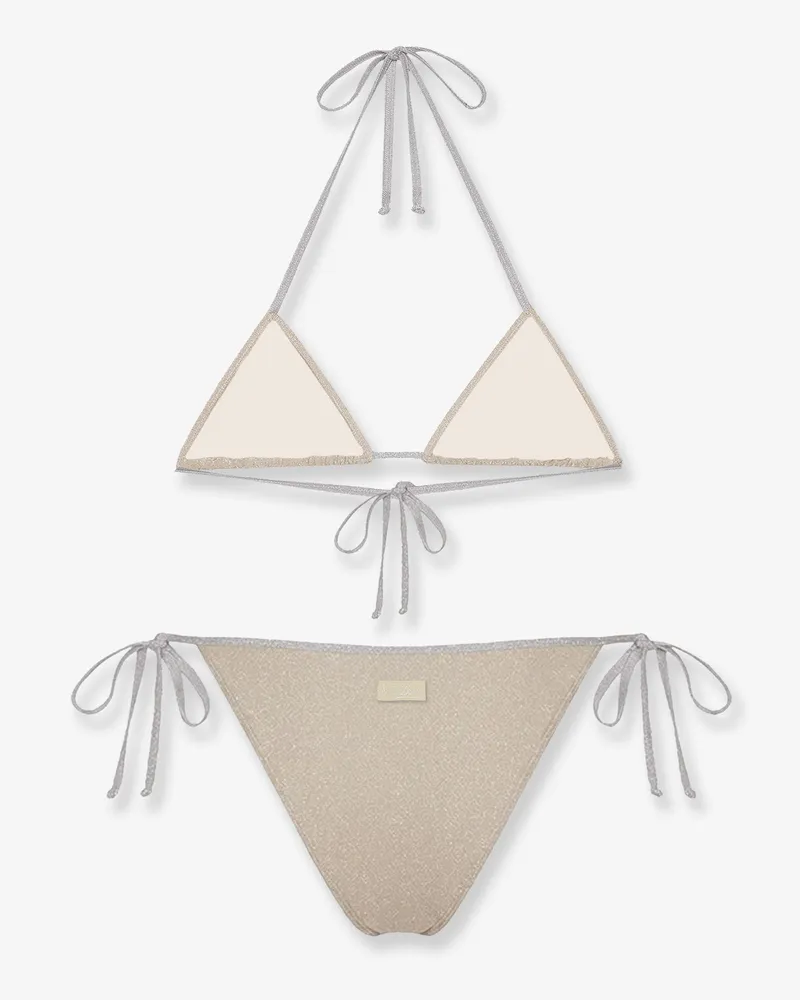 MC2 Saint Barth Women's Bikini Viana Lurex Beige Viscose Swimwear Sea Clothing Beige