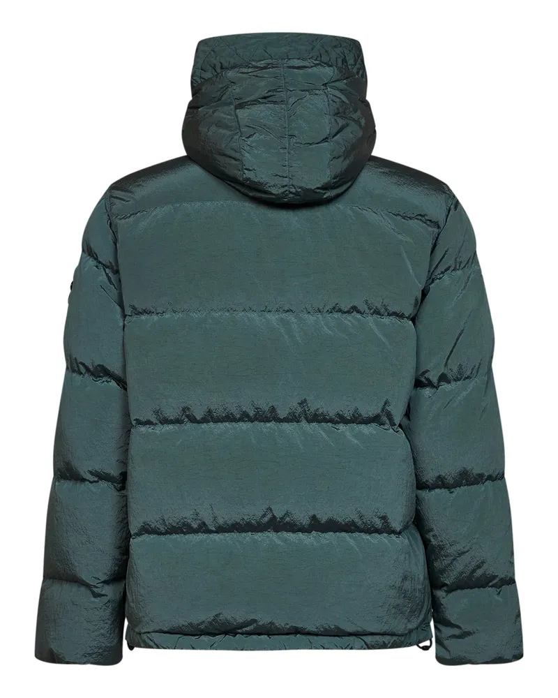 Stone Island Men's Padded Hooded Jacket Ocean Green Nylon Metal Polyamide & Down Green