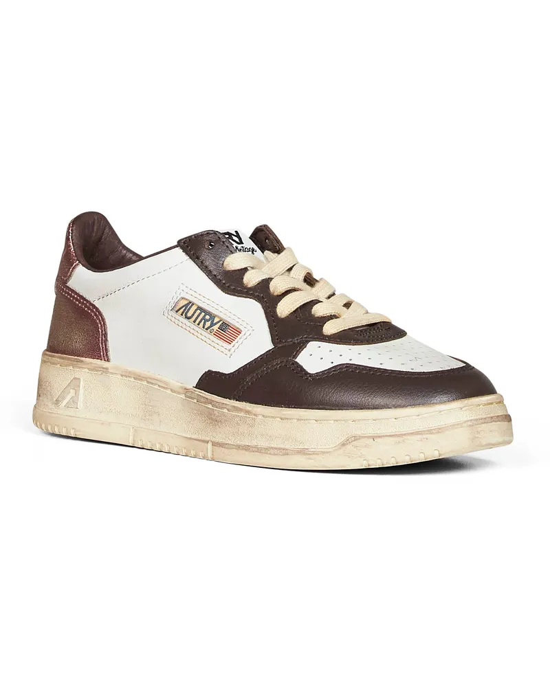 AUTRY Women's Sneakers Medalist Low Super Vintage Leather Multicolour Calf Trainers White