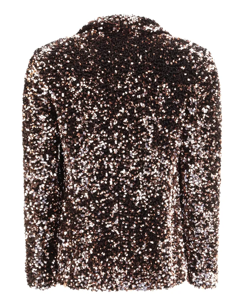 Ella Women's Single-Breasted Jacket With Sequins Bronzo Bronze