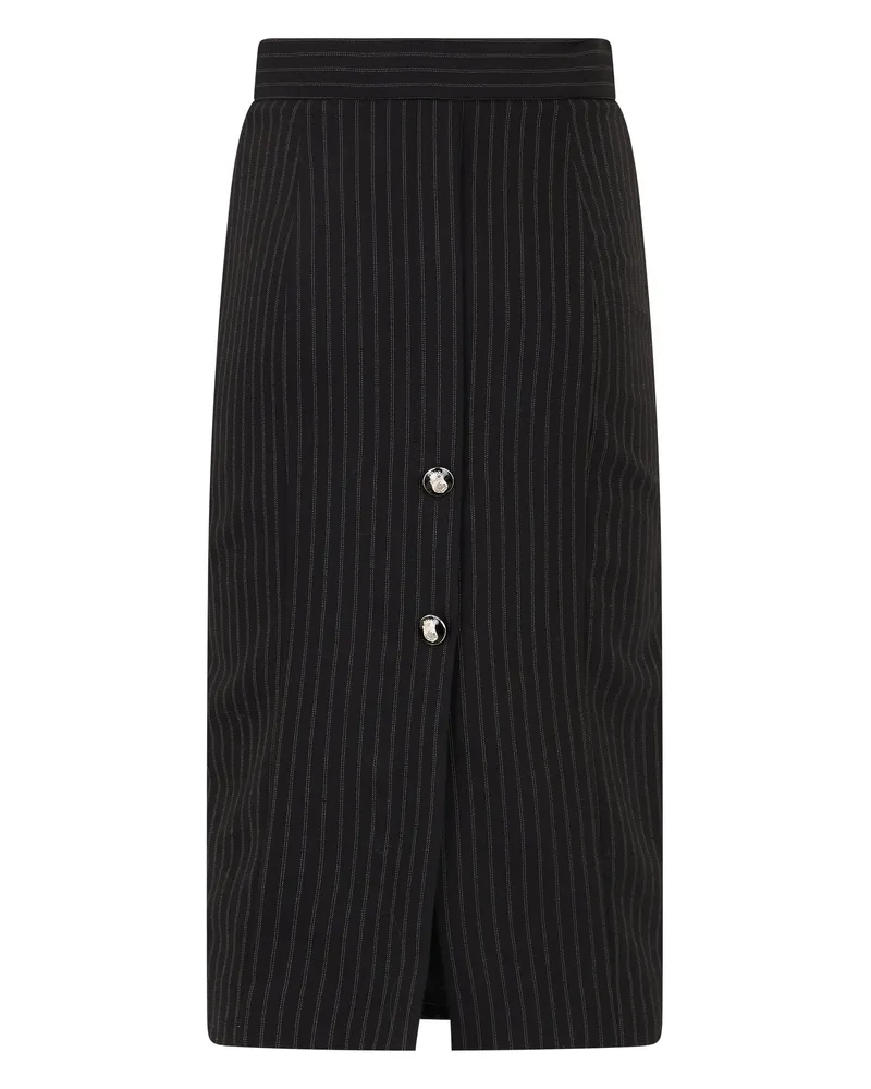 Elisabetta Franchi Virgin Wool Pinstripe Pencil Skirt — Black 