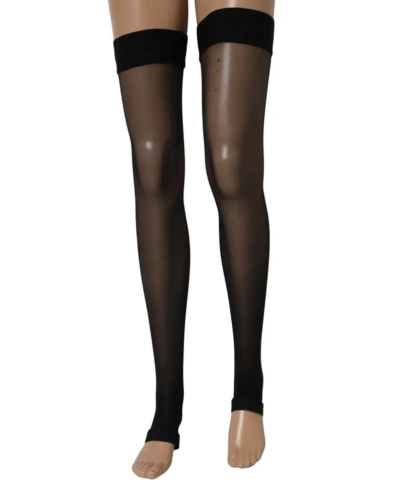 Dolce & Gabbana Women's Black Sheer Nylon Thigh High Stockings Socks Clothing Black
