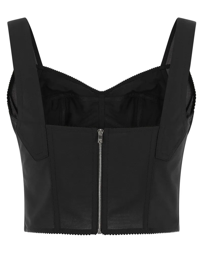 Dolce & Gabbana Satin Corset Construction Bustier Top — Black Black
