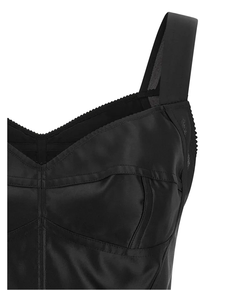 Dolce & Gabbana Satin Corset Construction Bustier Top — Black Black
