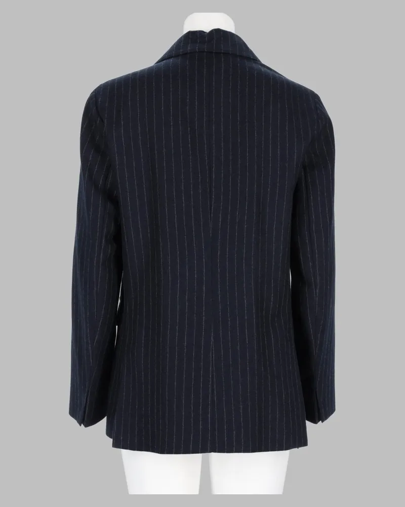 Max Mara Pinstripe Virgin Wool Blazer — Navy Navy