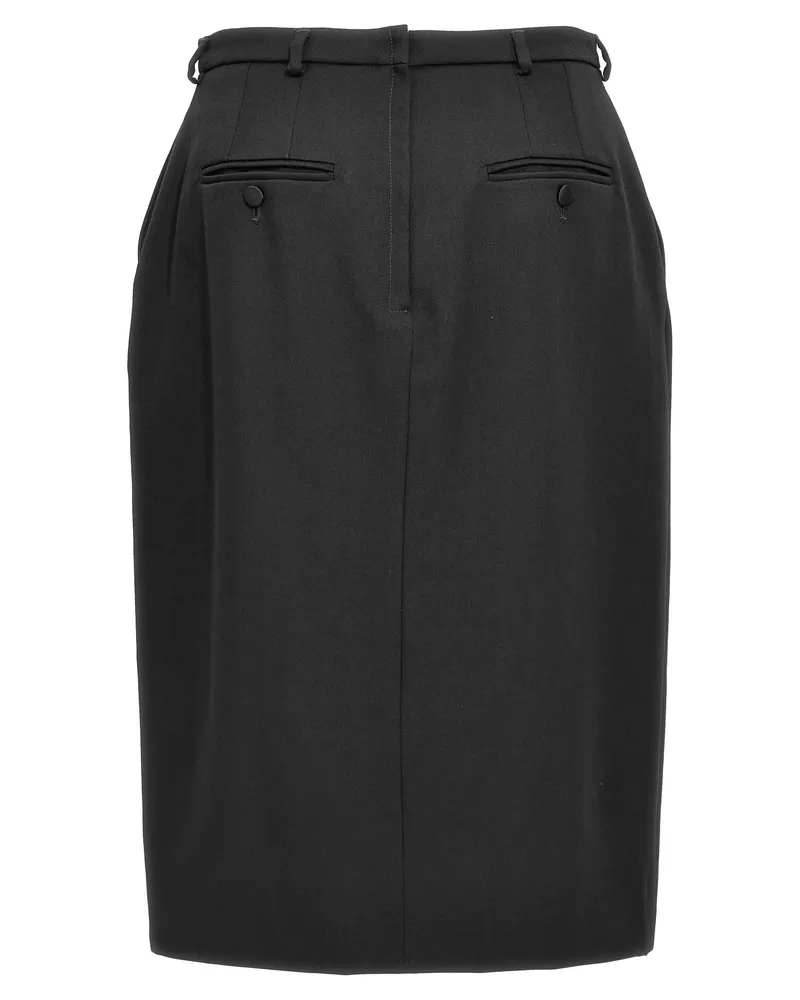 Dolce & Gabbana Wool Slit Skirt — Black Black