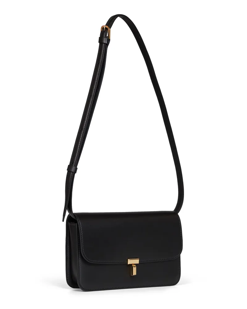 Totême T-Lock Foldover Crossbody Bag — Black Black