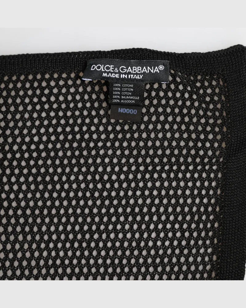 Dolce & Gabbana Men's Black Patterned Cotton Square Foulard Scarf Black