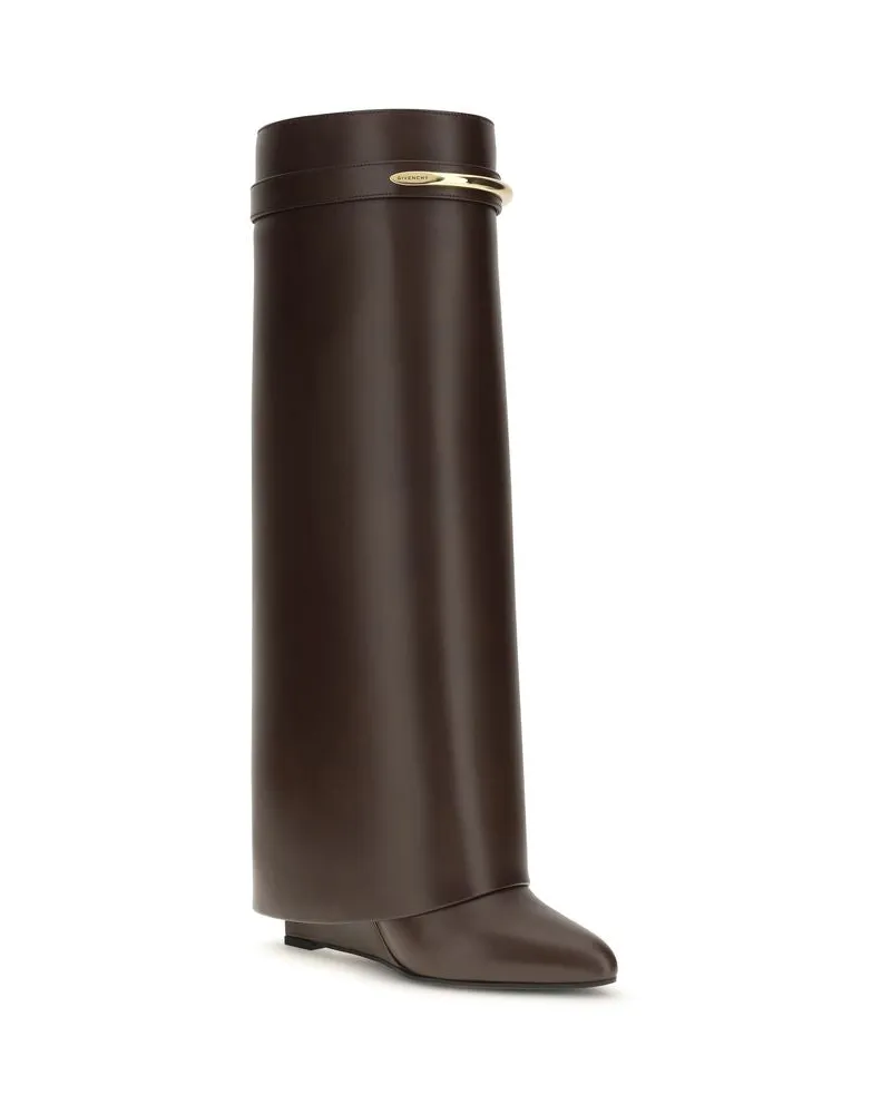 Givenchy Women's Brown Calf Leather Bos Taurus High Heel Boots Brown