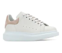 Oversized-Sole Leather & Suede Sneaker — White