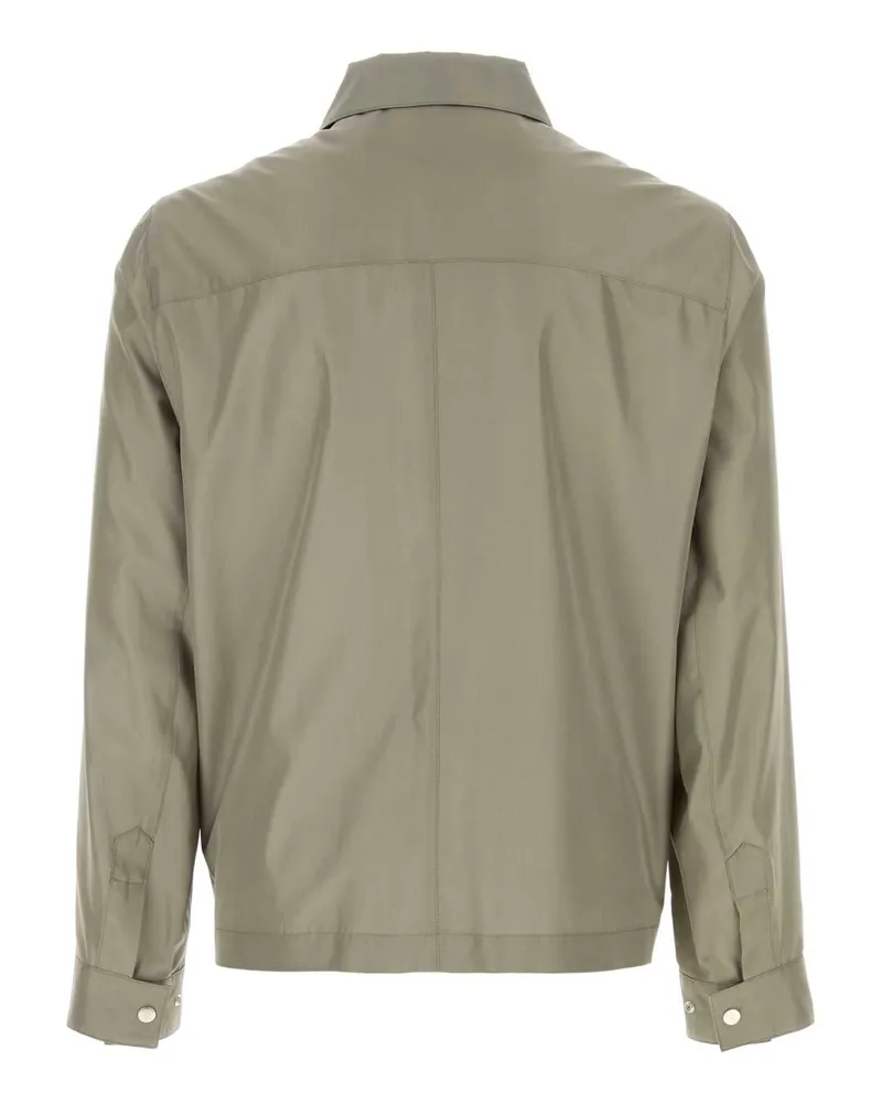 Brunello Cucinelli Men's Water Jacket Gray Silk Polyurethane Gray