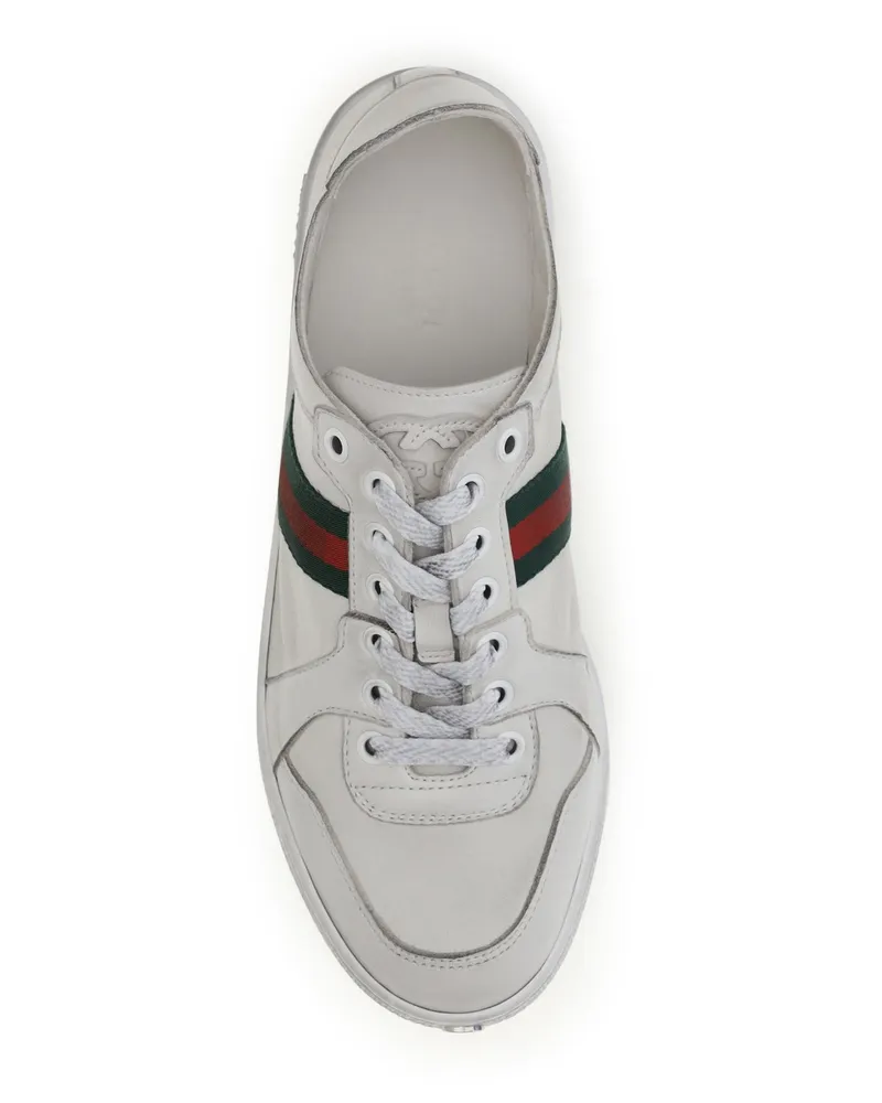 Gucci Women's Sneakers Stretch White Leather White-White-Vrv Trainers White/white/vrv White