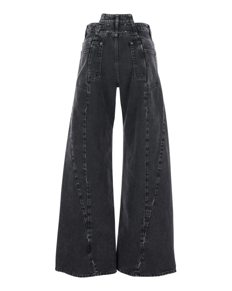 Maison Margiela Women's Wide-Leg Jeans Black Denim Cotton Black