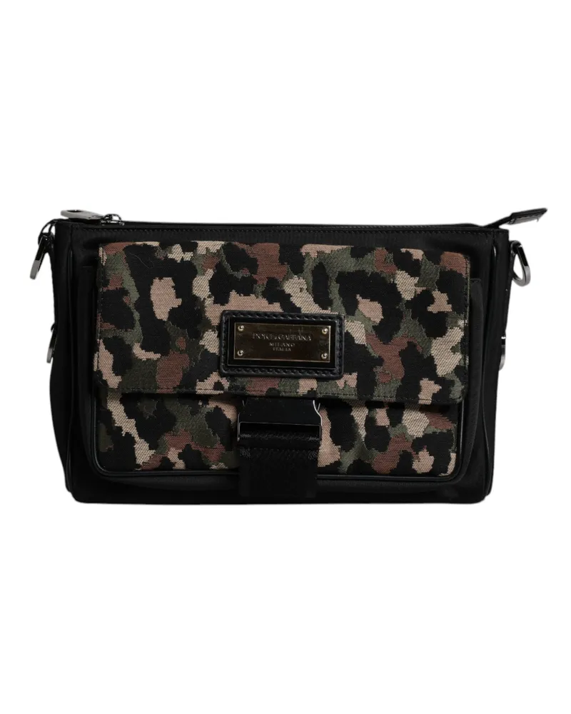 Dolce & Gabbana Men's Multicolor Leopard Jacquard Crossbody Bag Multicolor