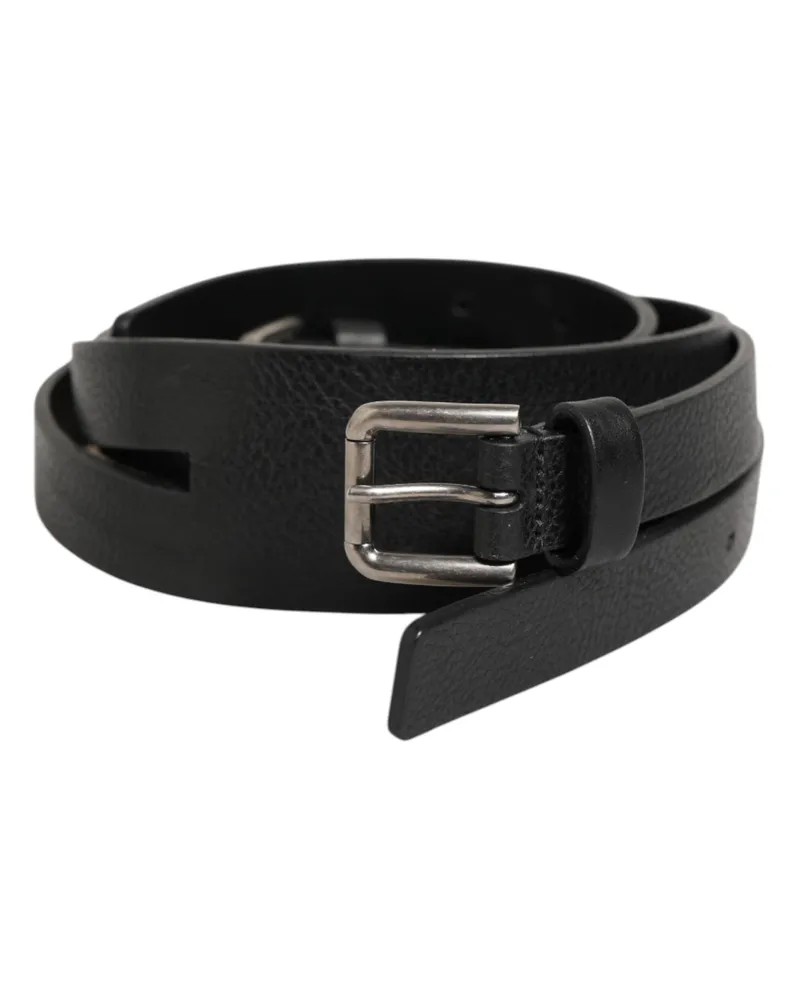 Dolce & Gabbana Men's Black Double Strap Leather Gold Buckle Belt 100lf Black