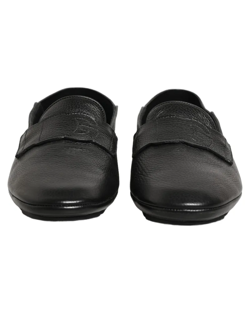 Dolce & Gabbana Men's Black Deerskin Leather Driver Loafers Shoes Black