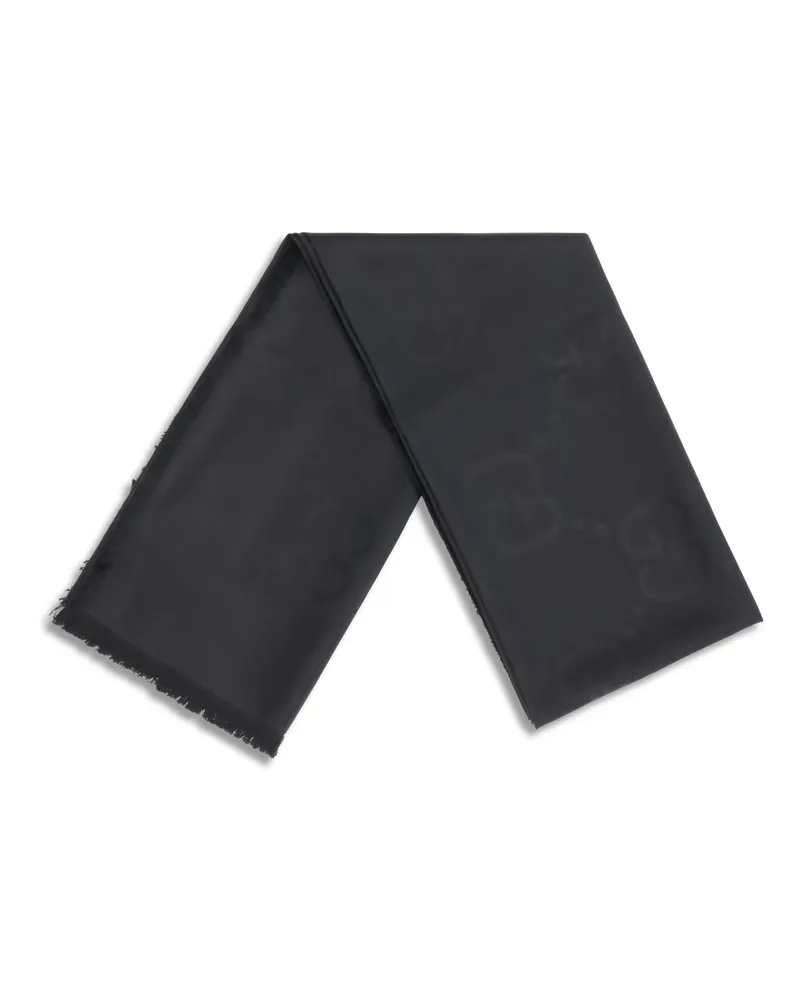 Gucci GG Jacquard Wool and Silk Scarf — Black Black