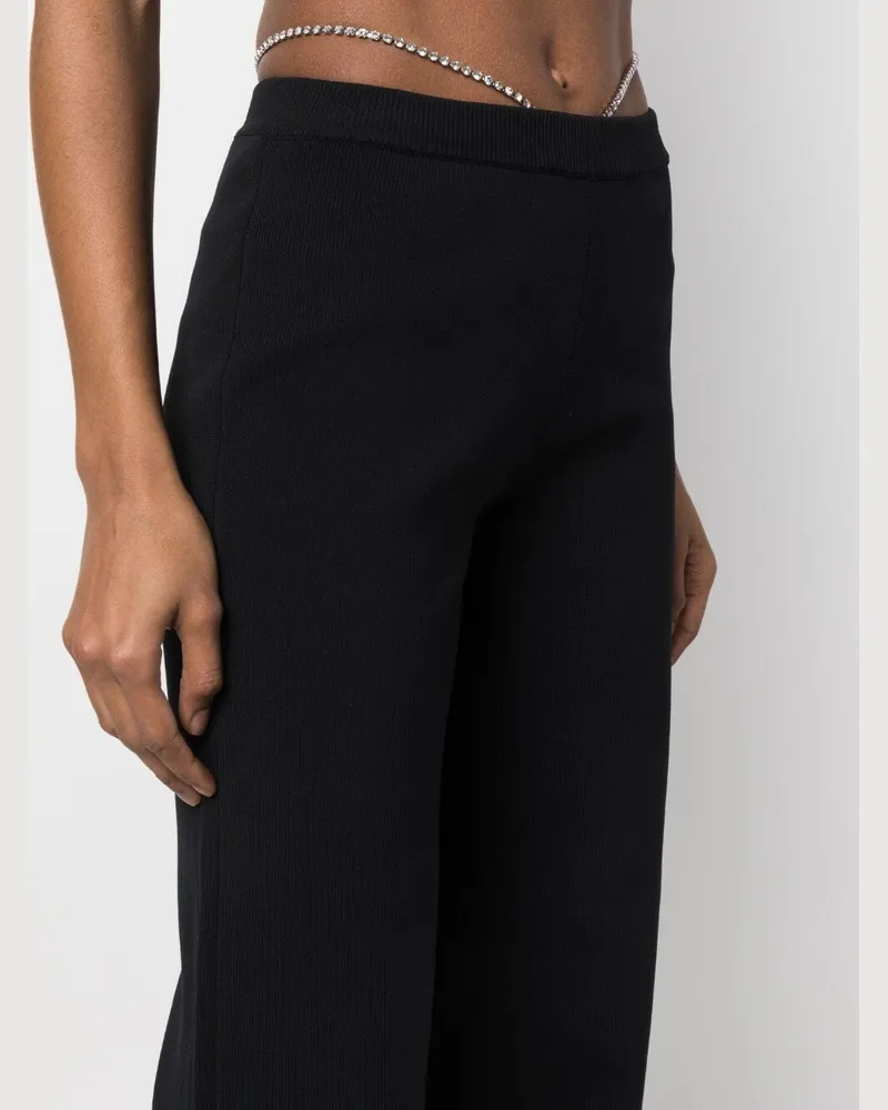 GCDS Crystal-Embellished Flared Trousers — Black Black