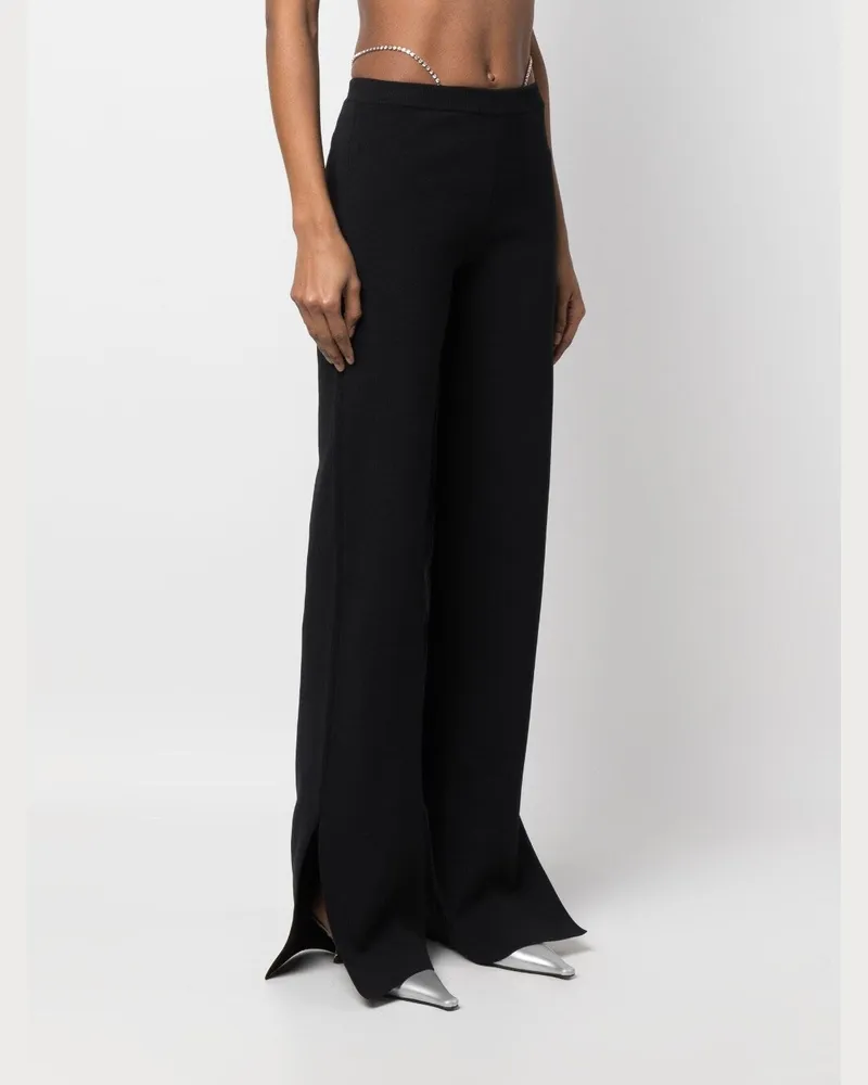 GCDS Crystal-Embellished Flared Trousers — Black Black