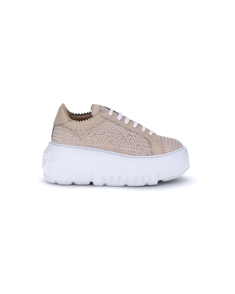 Casadei Women's Beige Other Fibres Platform Sneakers Beige