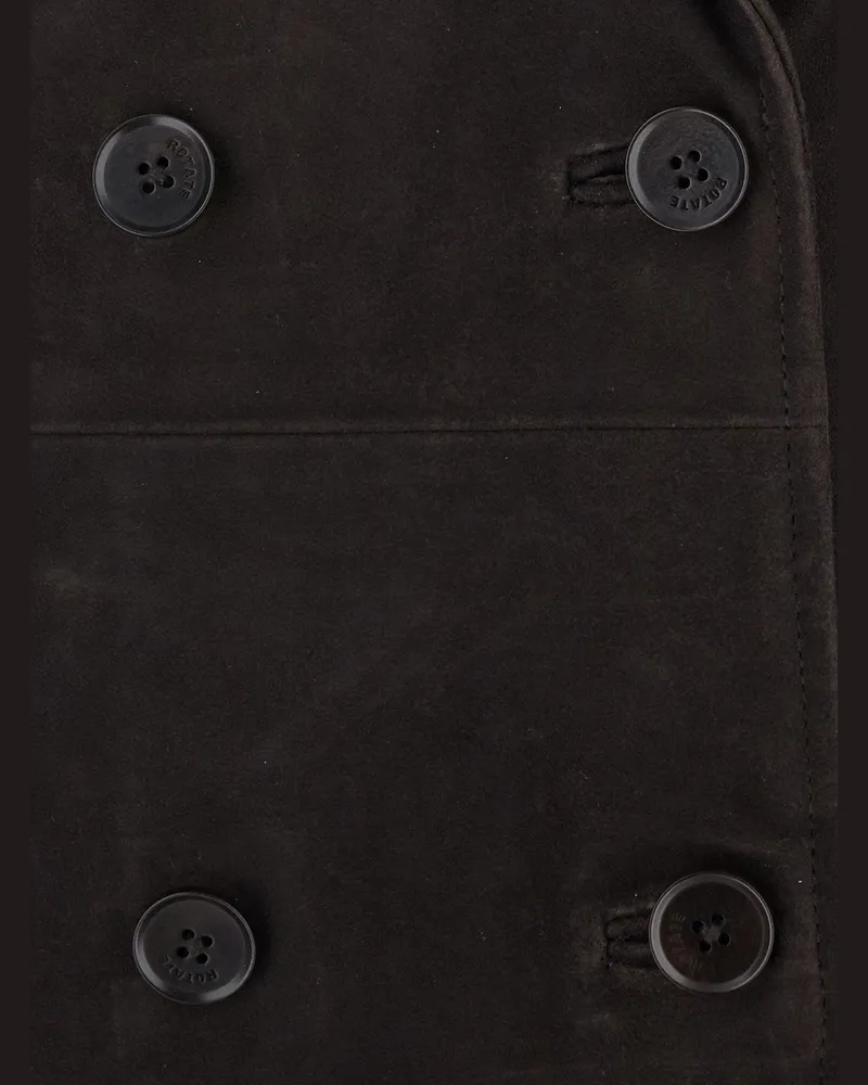 ROTATE Birger Christensen Women's Coat Black Suede Leather Black