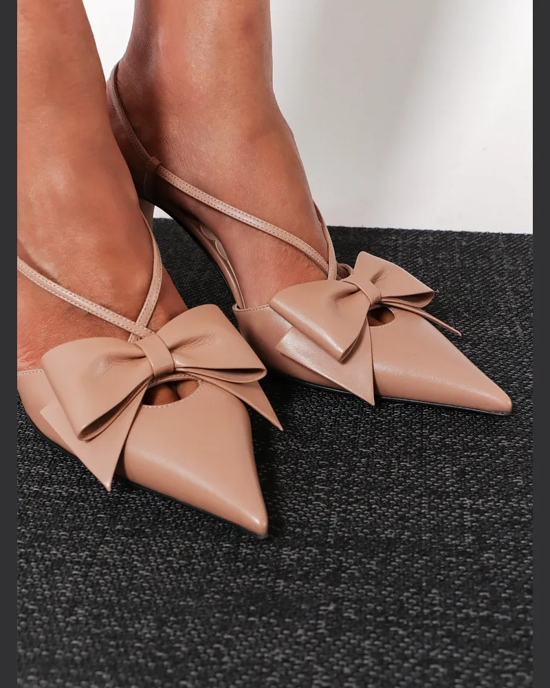 Valentino Garavani Women's Leather Décolleté Slingback Pink Pumps High Heel Shoes Pink