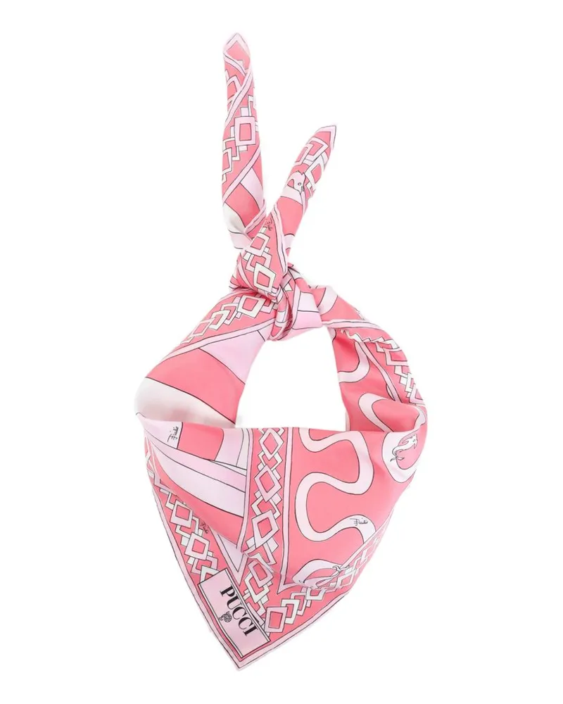 Emilio Pucci Geometric-Printed Silk Scarf — Pink Pink