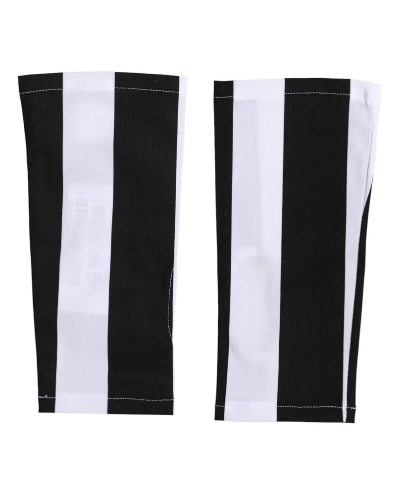 Dolce & Gabbana Women Black White Nylon Fingerless Wrist Length Gloves Black-White 07+pa Black/white Black