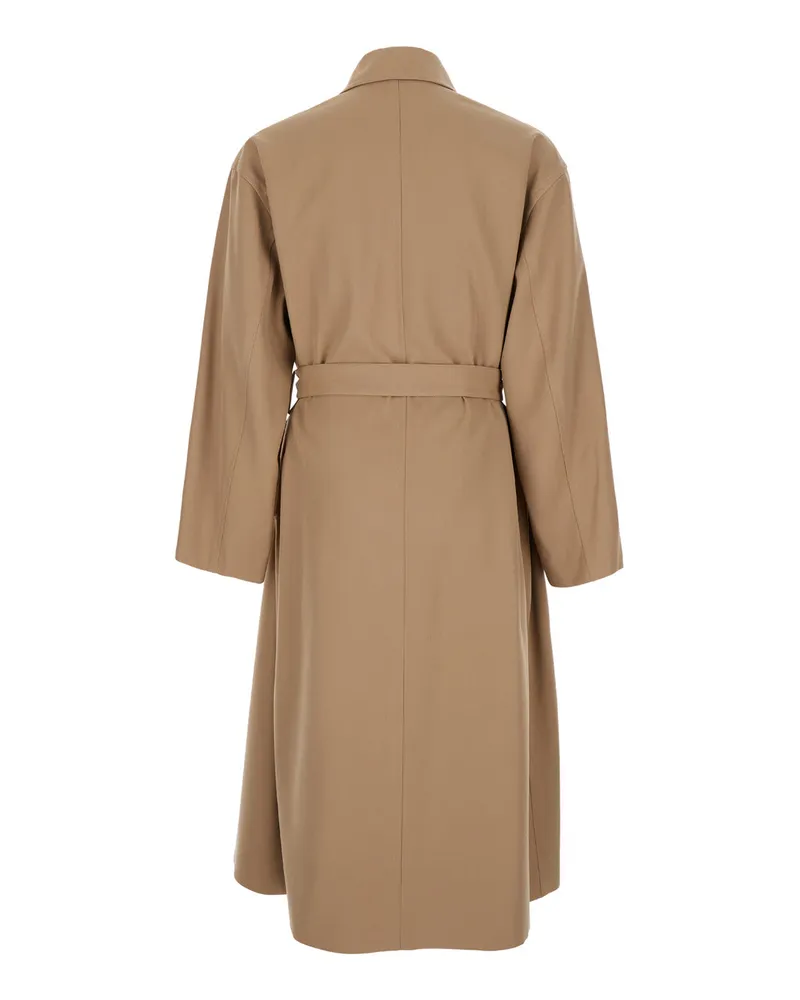 Jil Sander Men's Beige Double Breasted Trench Coat With Belt Wool Beige