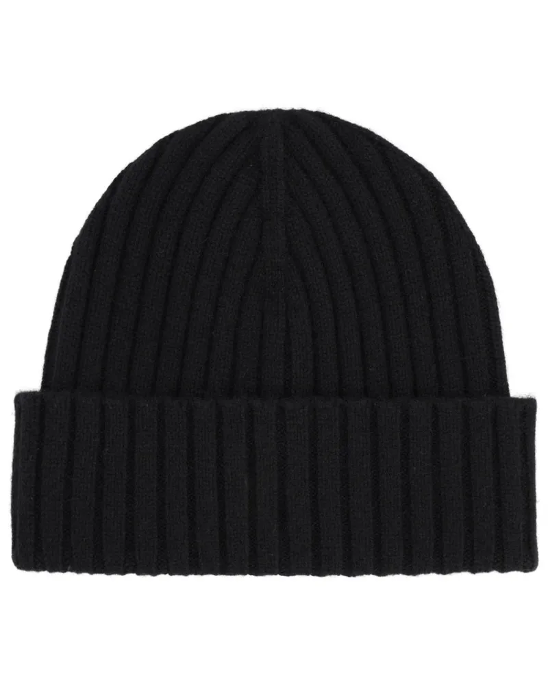 SPORTY & RICH AC06667302BA01_BLACK Cashmere-Wool Logo Beanie — Black Black