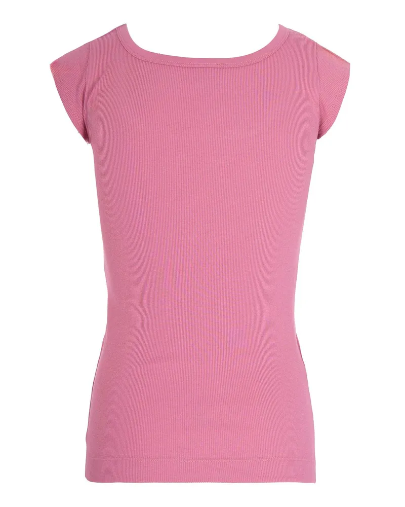 Pinko Women Ribbed Top Love Birds Pink Di Maggio Cotton Tops Pink