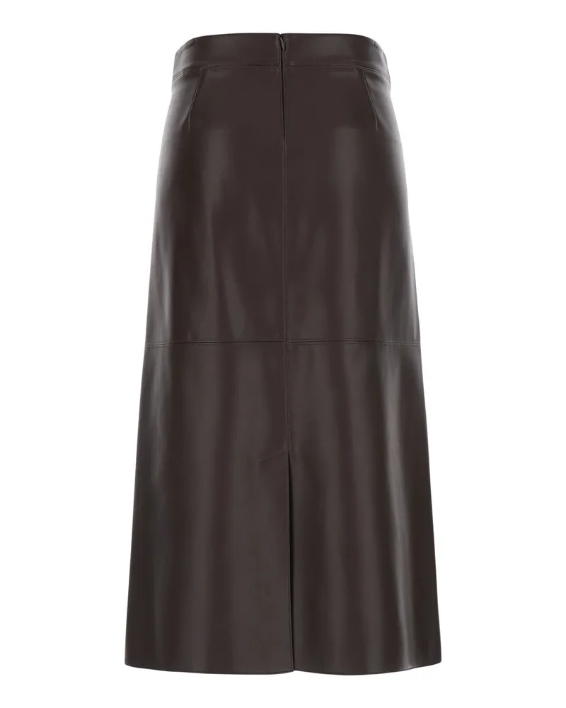 Max Mara Women's Midi Skirt Crisma Leather Brown Polyester Brown