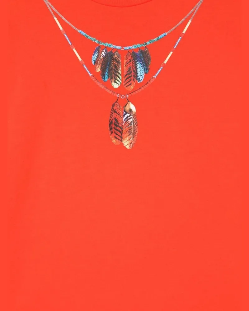 Marcelo Burlon | County of Milan Feather-Fringe Cotton Dress — Red Red