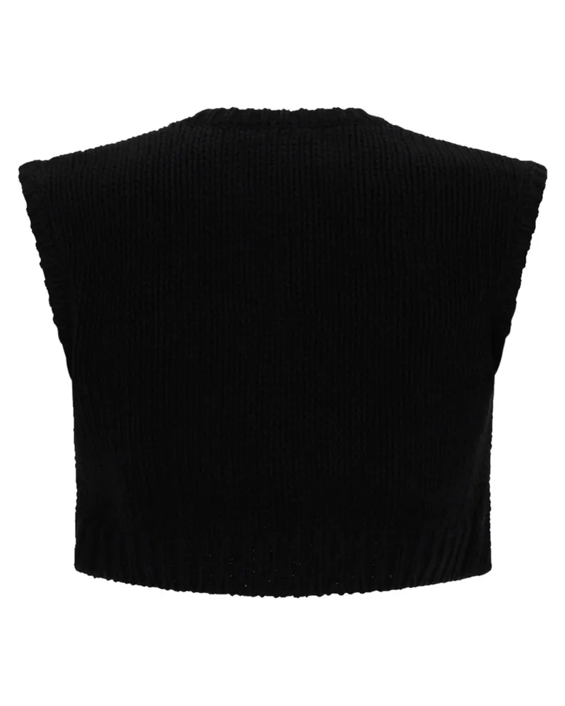 Max Mara Fine-Gauge Knit Cotton Sweater — Black Black