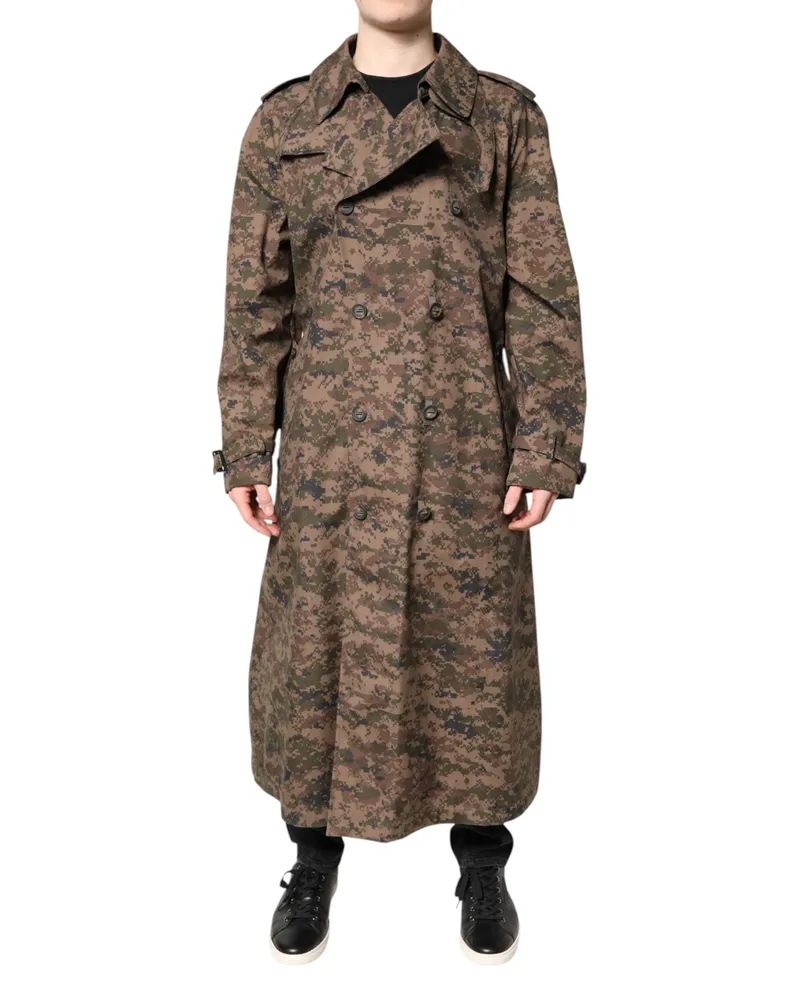 Dolce & Gabbana Camouflage Double-Breasted Trench Coat — Multicolor Multicolor